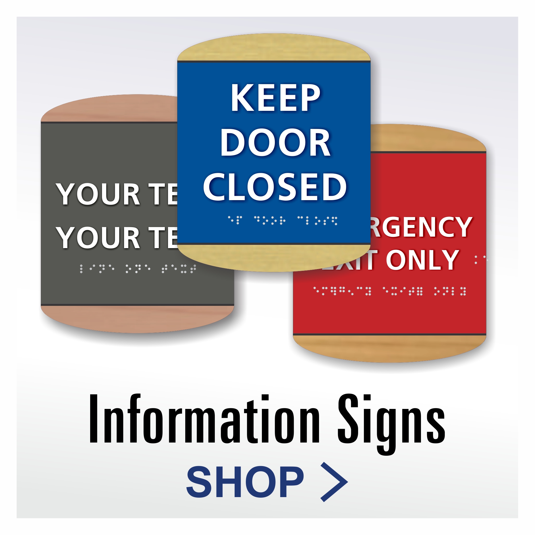Wedge ADA information signs with layered acrylic construction